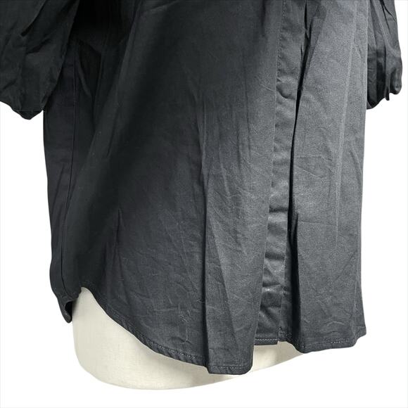EVEREVE Felix Puff-Sleeve Poplin Button-Up Blouse in Black Size M Office Work - Picture 4 of 8